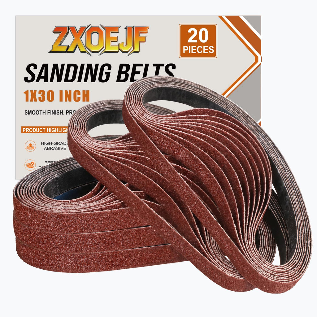 ZXOEJF 1 x 30 Inch Sanding Belts, 20 Pcs 120 Grits Sander Paper