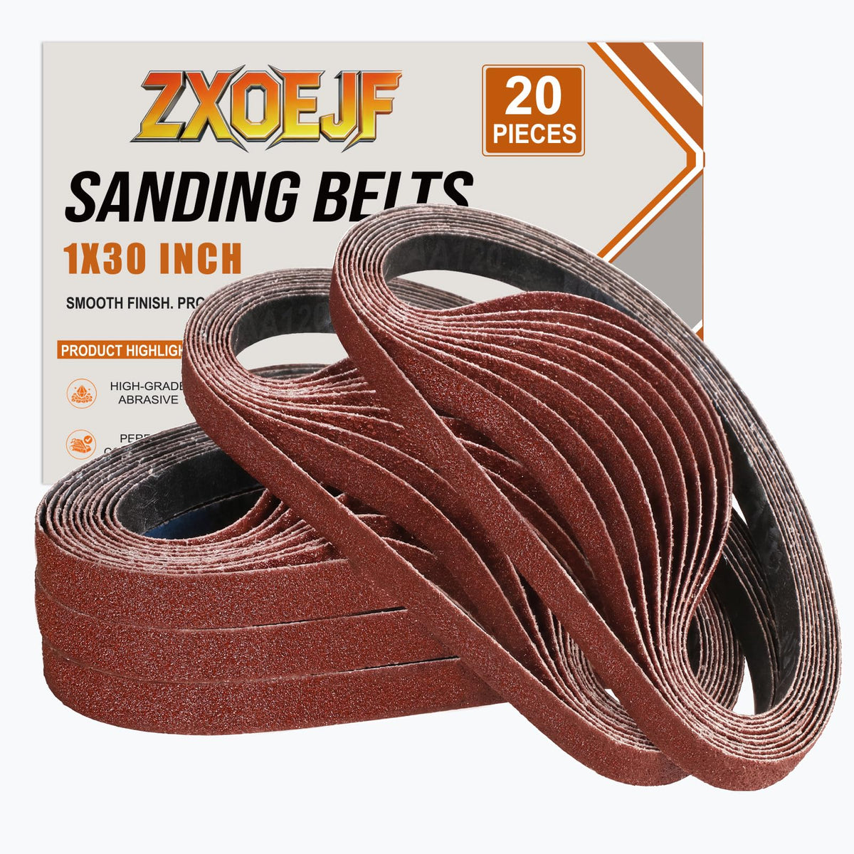 ZXOEJF 1 x 30 Inch Sanding Belts, 20 Pcs 120 Grits Sander Paper