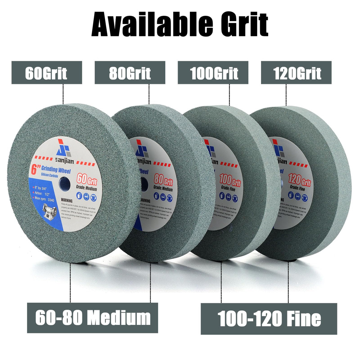 6” Bench Grinder Wheel 80 Grit, Silicon Carbide for Bench Pedestal Grinder