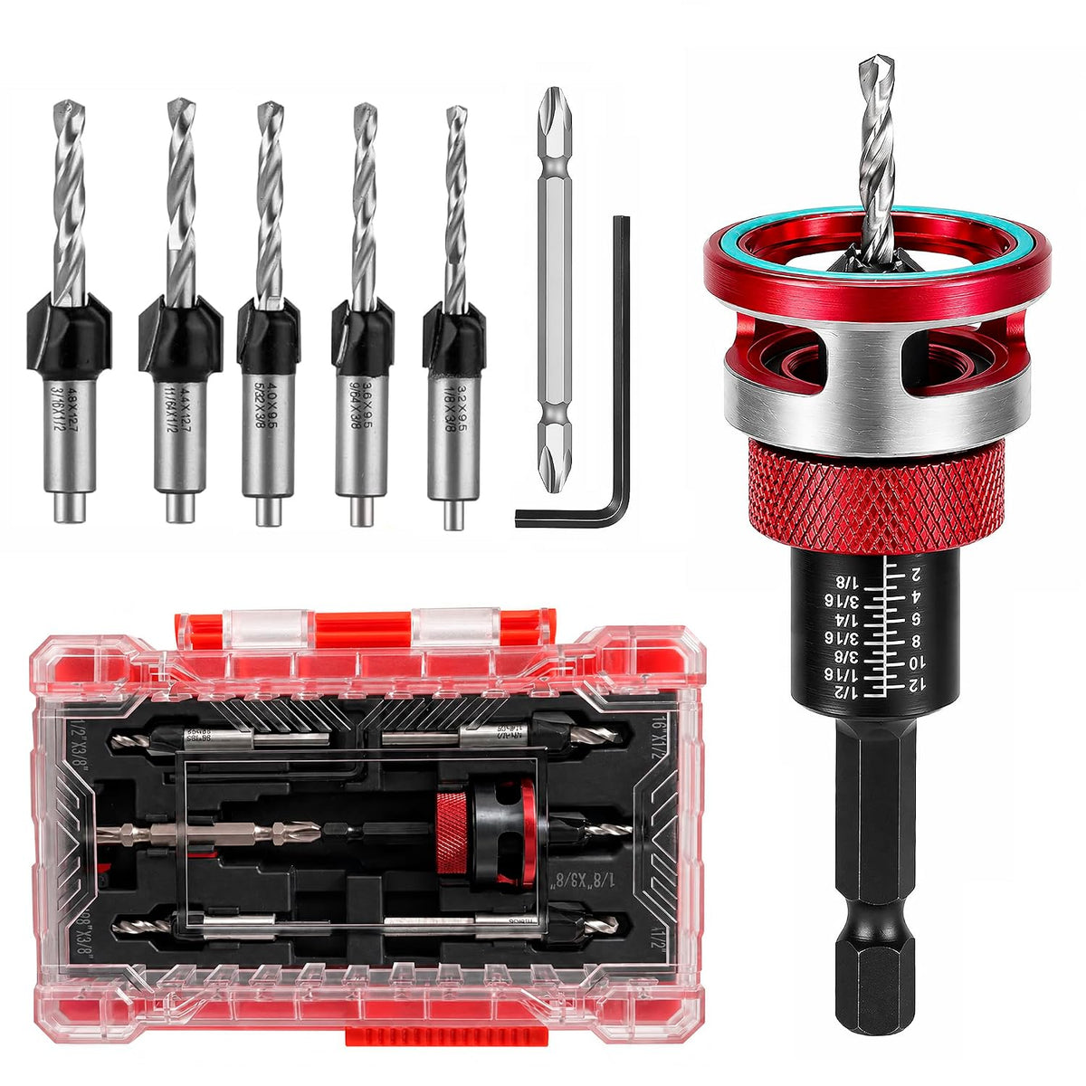 Countersink Drill Bit Set for Woodworking, 7-Piece