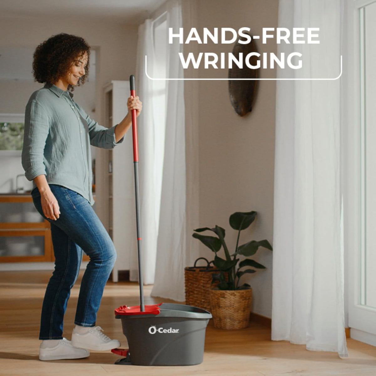 O-Cedar Easywring Microfiber Spin Mop & Bucket Floor Cleaning System with 4 Extra Refills