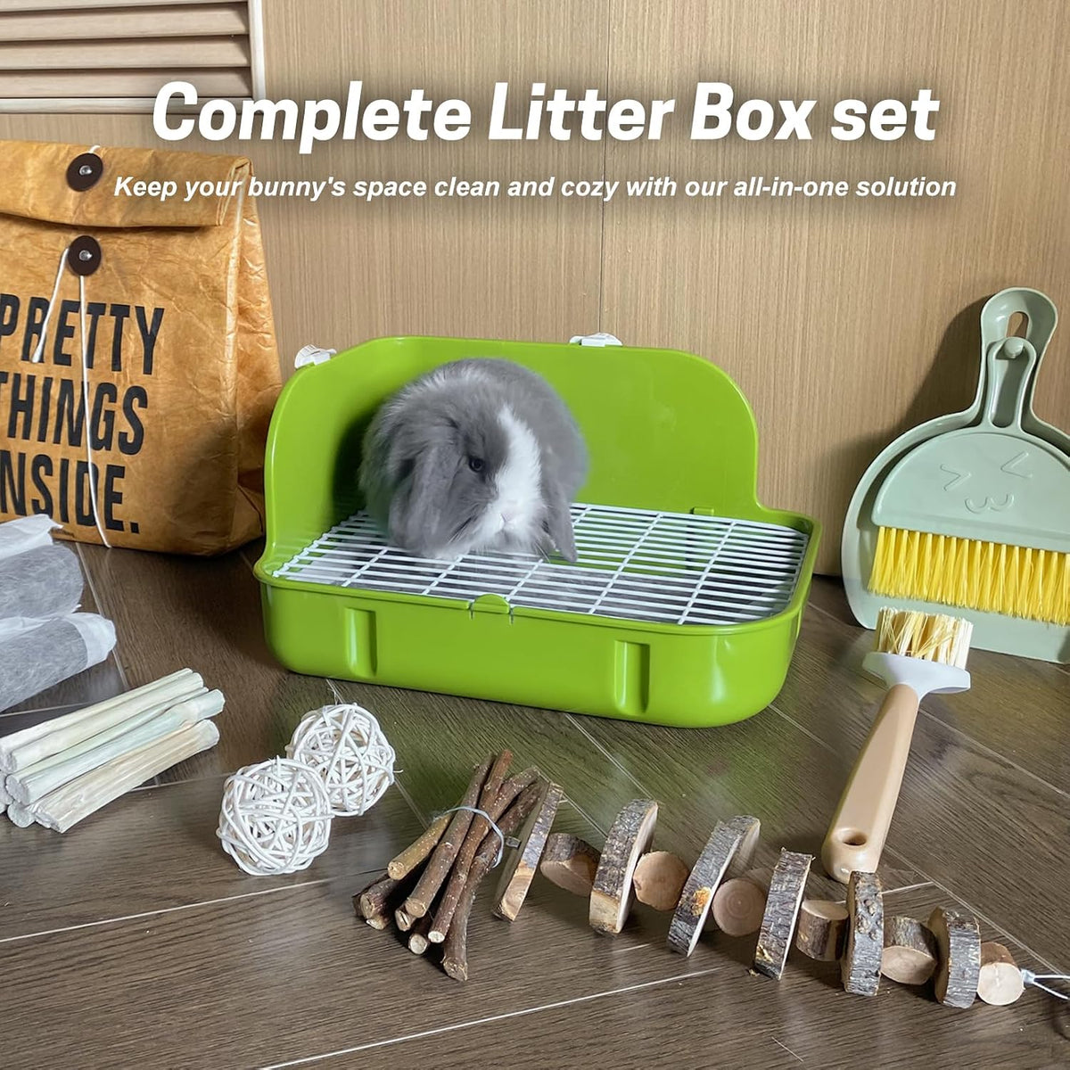 Rabbit Litter Box, Bunny Litter Box, Guinea Pig Potty Trained, Square Small Animal Toilet Potty Pan for Rabbit Guinea