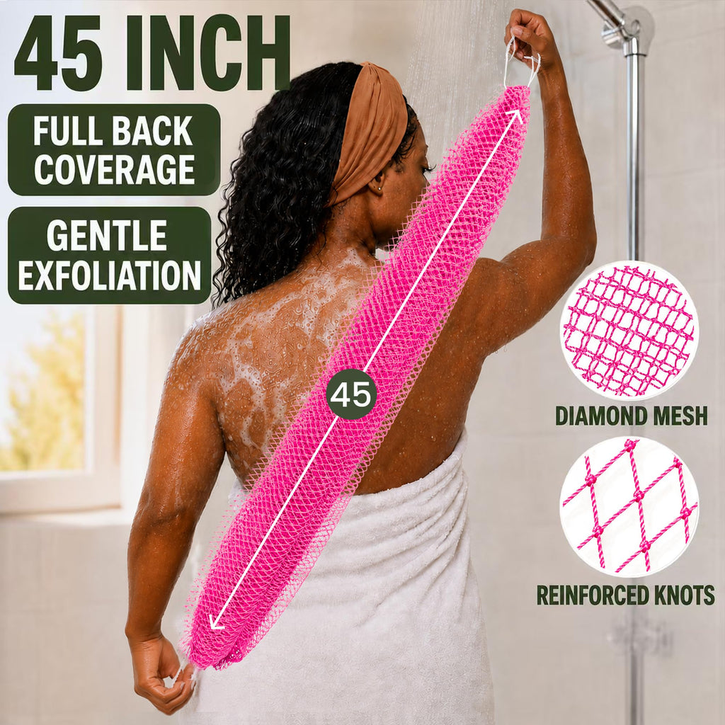 African Net Sponge, Exfoliating Body Scrubber for Back, 5 Pack