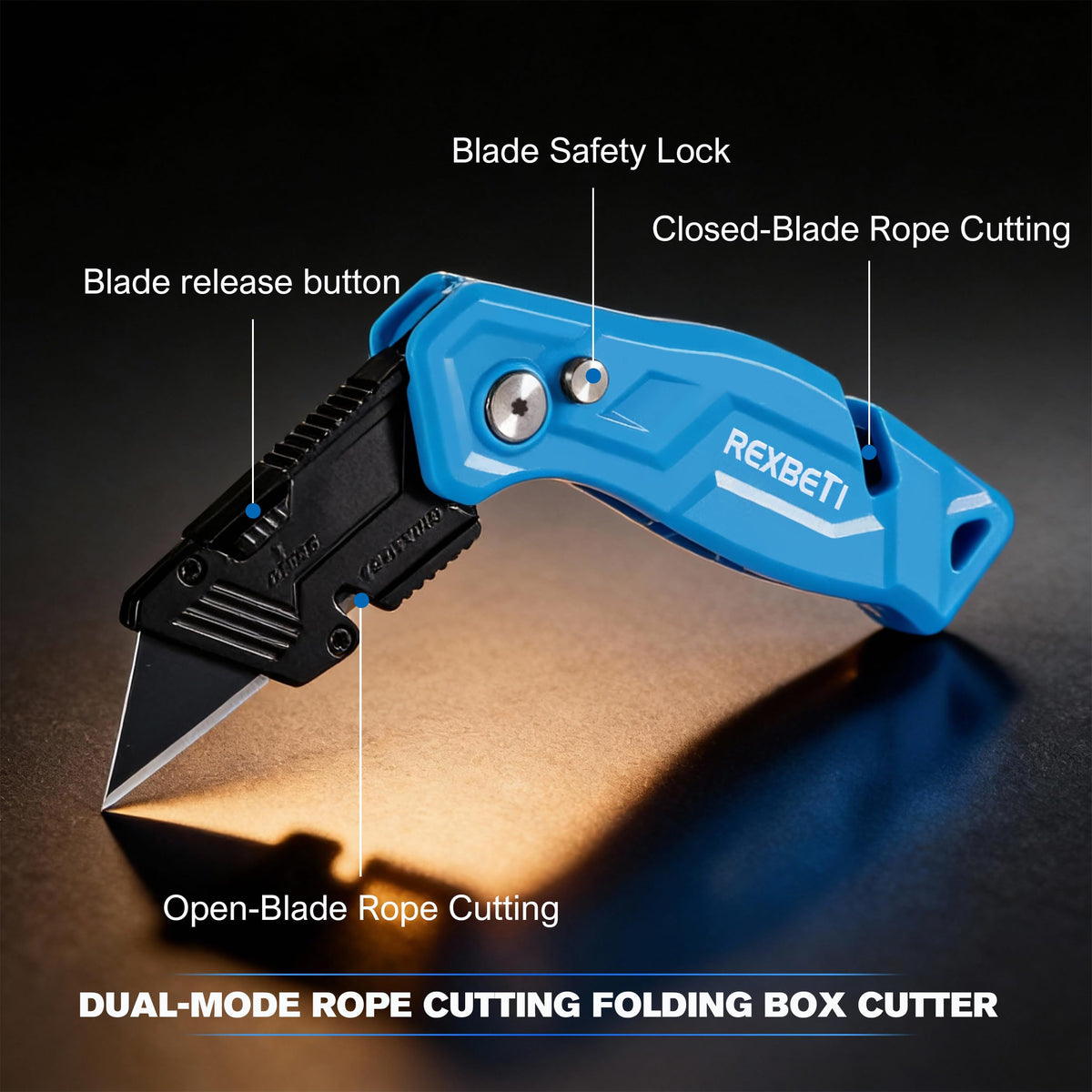 REXBETI 4-Pack Box Cutter Utility Knife, Folding Pocket Knife, 14 Blades