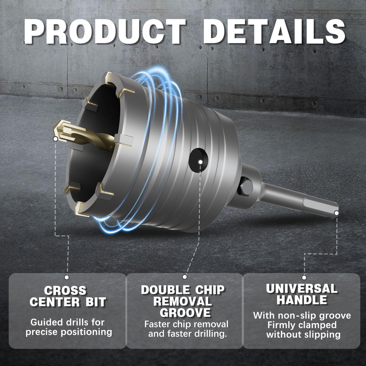 METOTY 6-5/16" Concrete Hole Saw,160mm Masonry Hole Saw, with 220mm SDS Plus Shank Connecting Rod for Concrete Brick Cement Stone Wall Drilling Home Improvement
