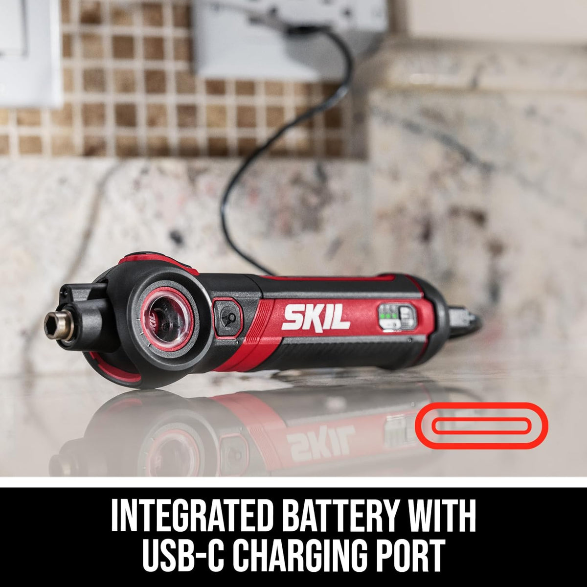 Twist 2.0 Rechargeable 4V Screwdriver with Pivoting Head, Torque Setting, USB-C Charging Cable & 2PC Bit Set-SD5619-01