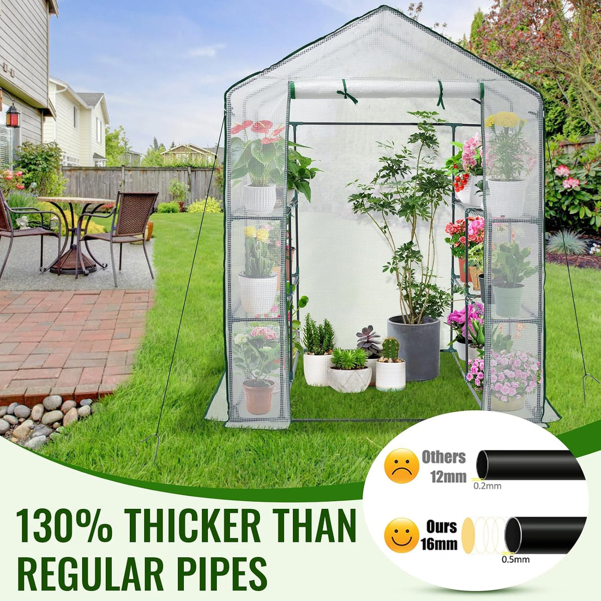 Greenhouse, 57 × 57 × 76" Portable Green House for Outdoor Indoor | Walk in Plant Greenhouses for Backyard