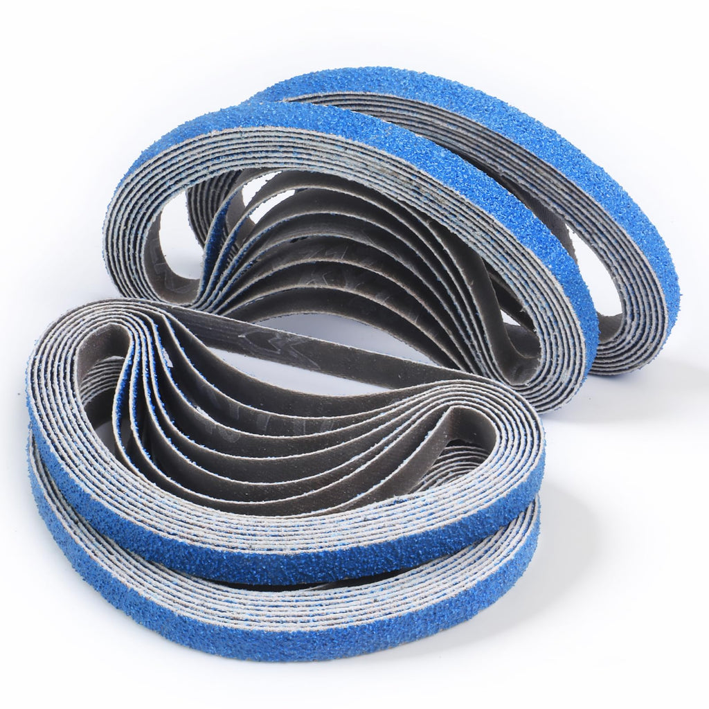 32 Pack 3/8 X 13 Inch Zirconia Sanding Belts 80 Grit for Air Belt Sander