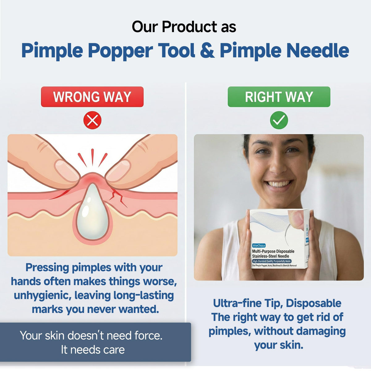 Versatile & 𝐒teril𝐞 Disposable Stainless-Steel Needle, Pimple Popper Tool