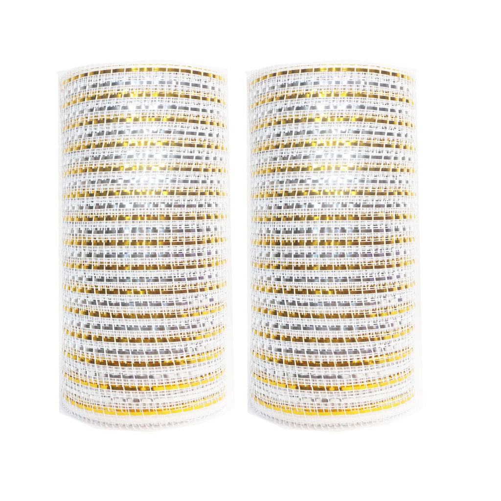 2 Rolls White Mesh Ribbon for Christmas Tree New Year Wreath Crafts