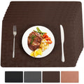 Brown Vinyl Placemats Set of 8 Waterproof Wipeable Table Mats