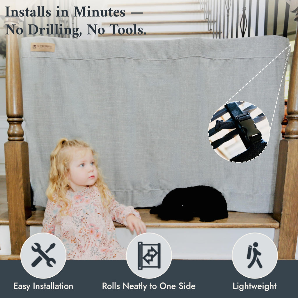 36-42" Wide x 32" Tall Extra-Tall & Extra-Wide No-Drill Pressure-Mounted Pet & Child Safety Gate with Dual-Lock Walk-Through Swing Door for Stairs, Hallways & Wide Doorways