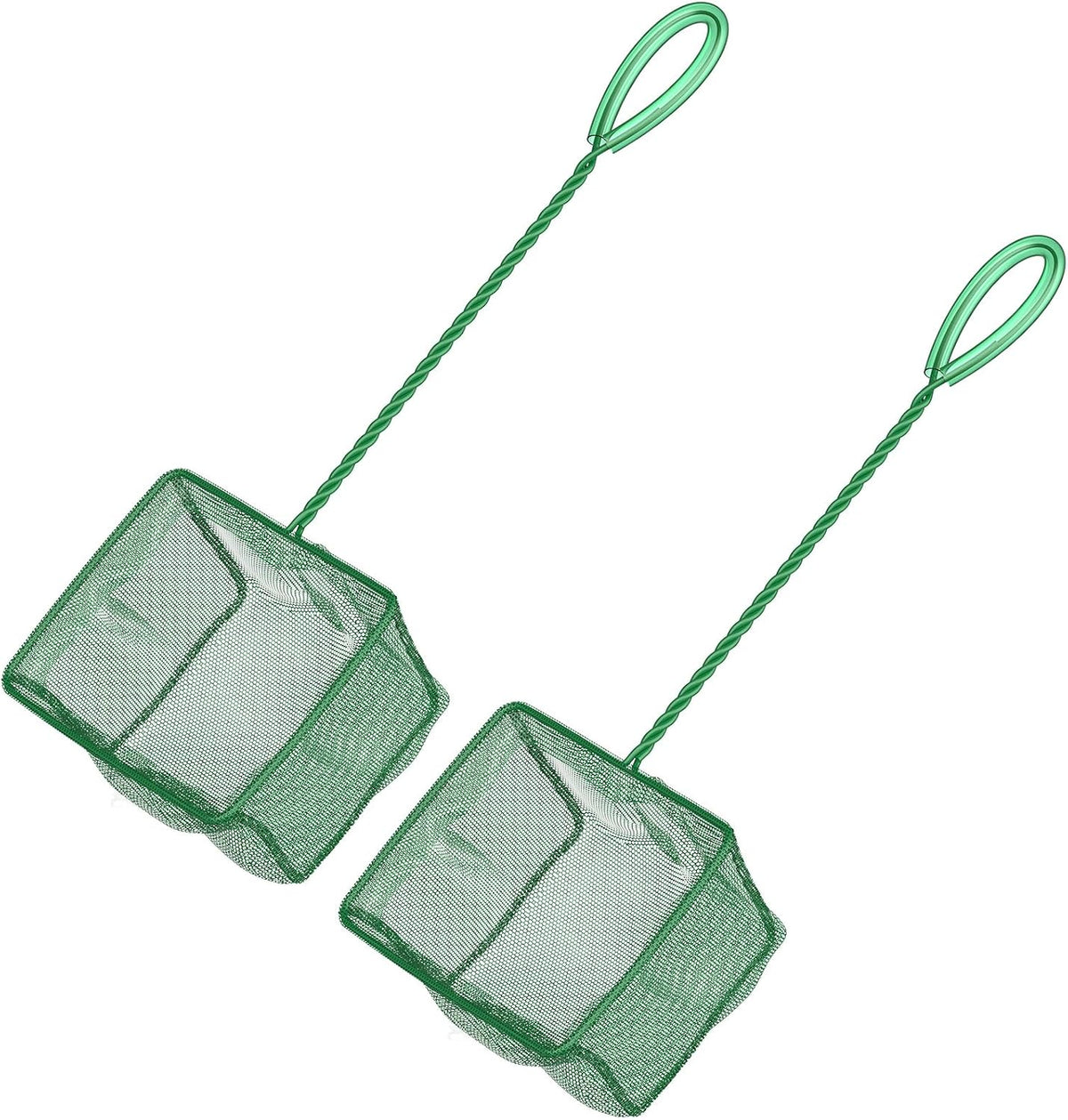 Aquarium Fish Net with Braided Metal Handle Square Net with Soft Fine Mesh Sludge Food Residue Wastes Skimming