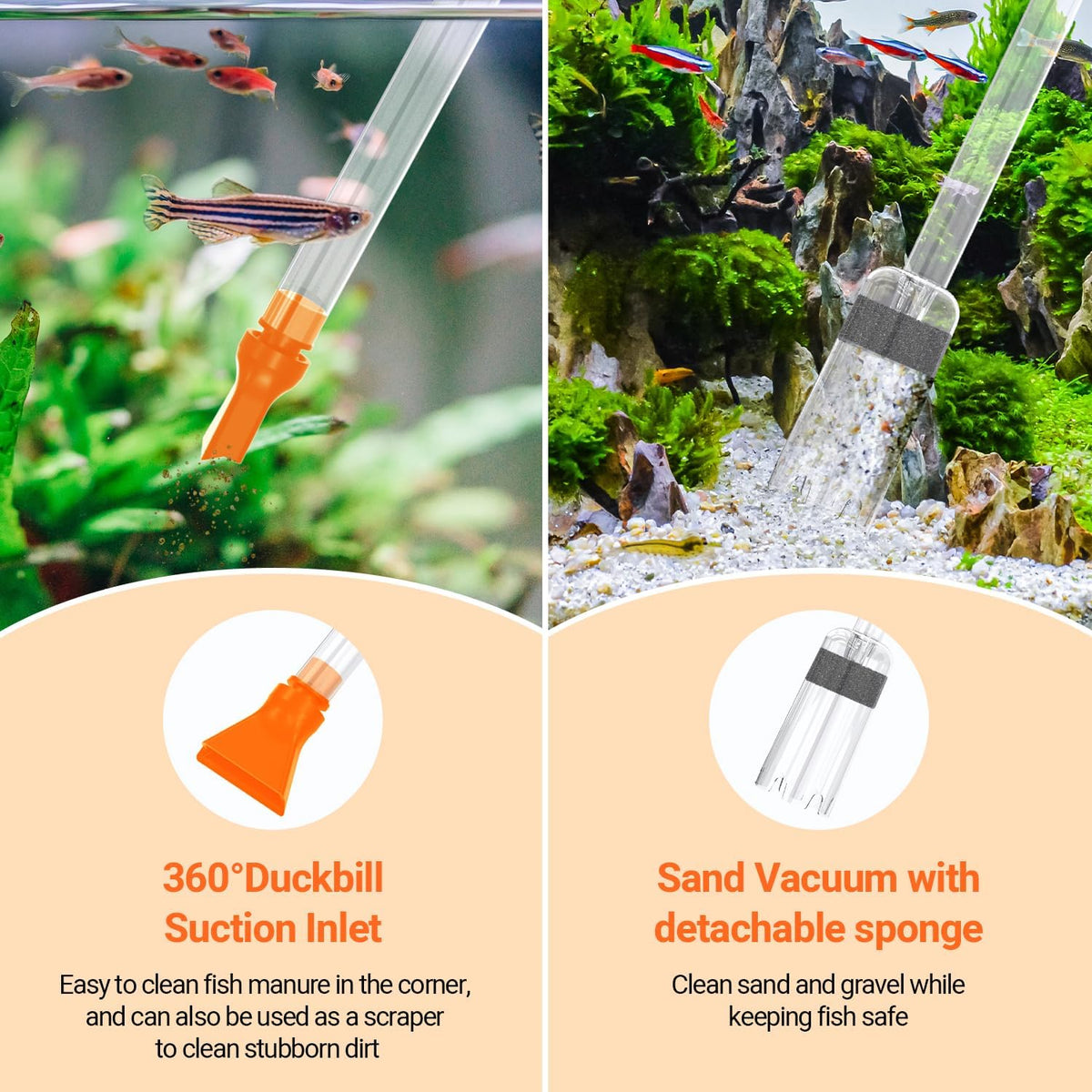 132GPH Manual Aquarium Gravel Cleaner, Fish Tank Siphon Vacuum Cleaner with Adjustable Water Flow for Cleaning Dirt
