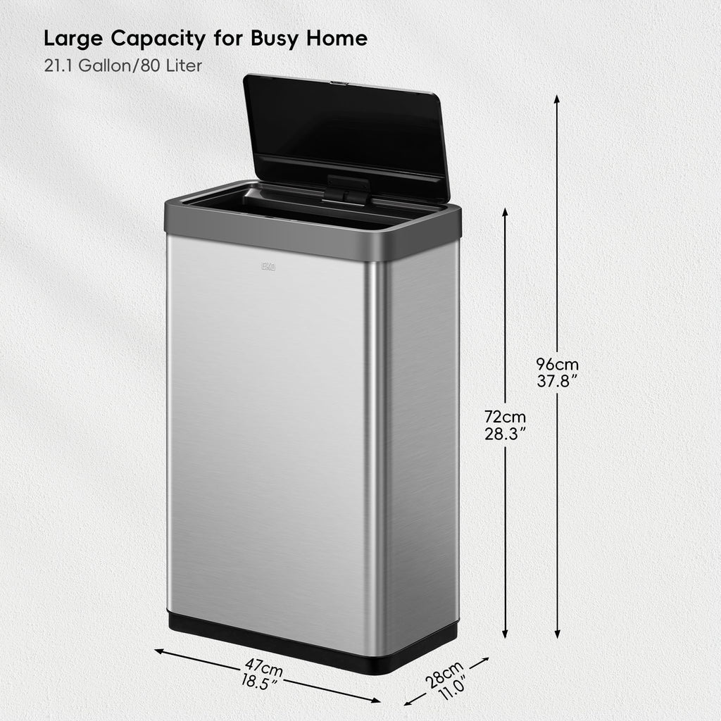 Mirage X 80 Liter / 21.1 Gallons Motion Sensor Trash Can or Recycling Bin, Automatic Large Kitchen Trash Can