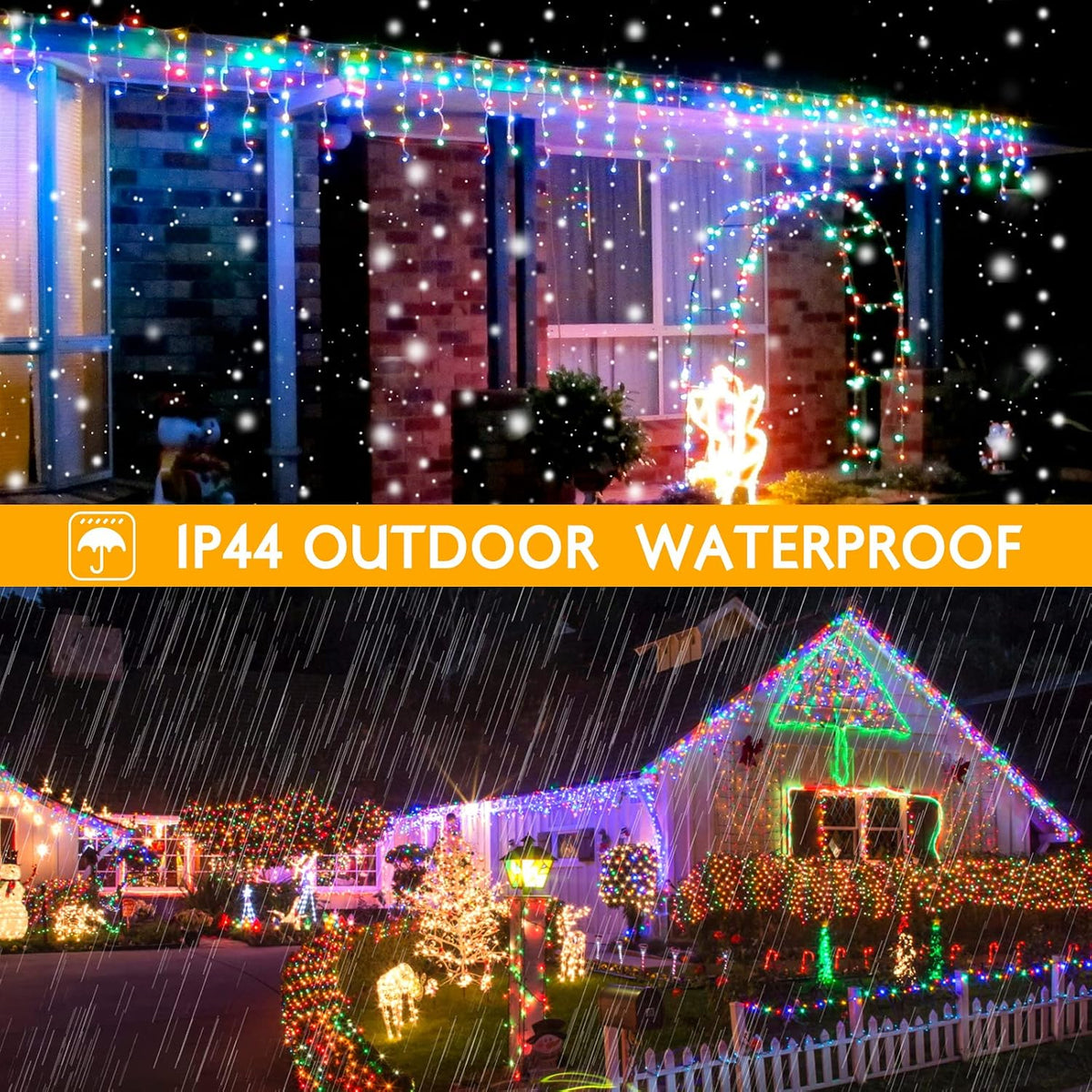 400 Led Icicle Light Multicolor Outdoor,32.8ft,for Outside Christmas Decor | 75 Drops Icicle Lights,8