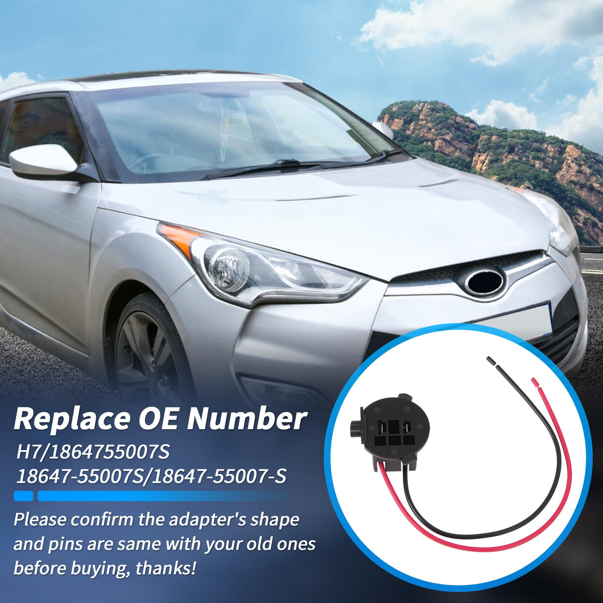 INFINAUTO 2 Sets H7 Bulb Socket Retainer Holder Adapters for Hyundai Veloster 2012-2018 Headlight H7 Bulb Socket for Hyundai for Genesis Coupe 2013-2016 Replace 18647-55007S