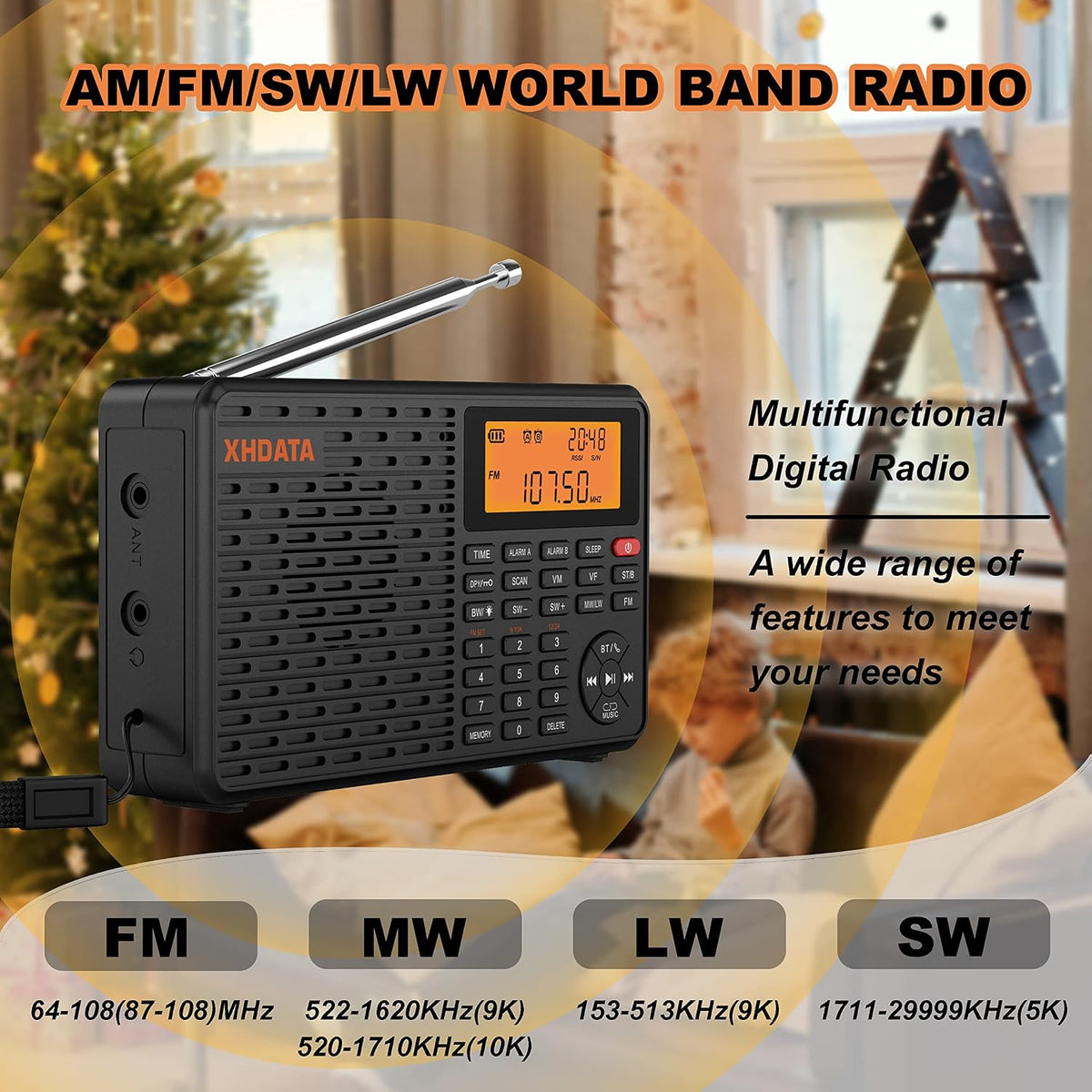D109 Portable Radio AM FM SW LW Shortwave Receiver Good Reception | Battery Operated Radio, Good Reception, Great