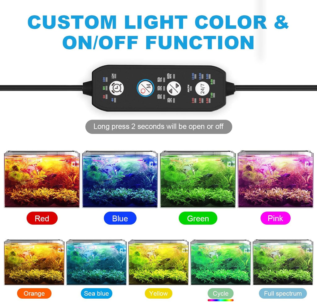 24/7 Led Aquarium Light for Plants Growth-Full Spectrum, 24-30 Inch | Fish Tank Light with Timer for Freshwater Tank