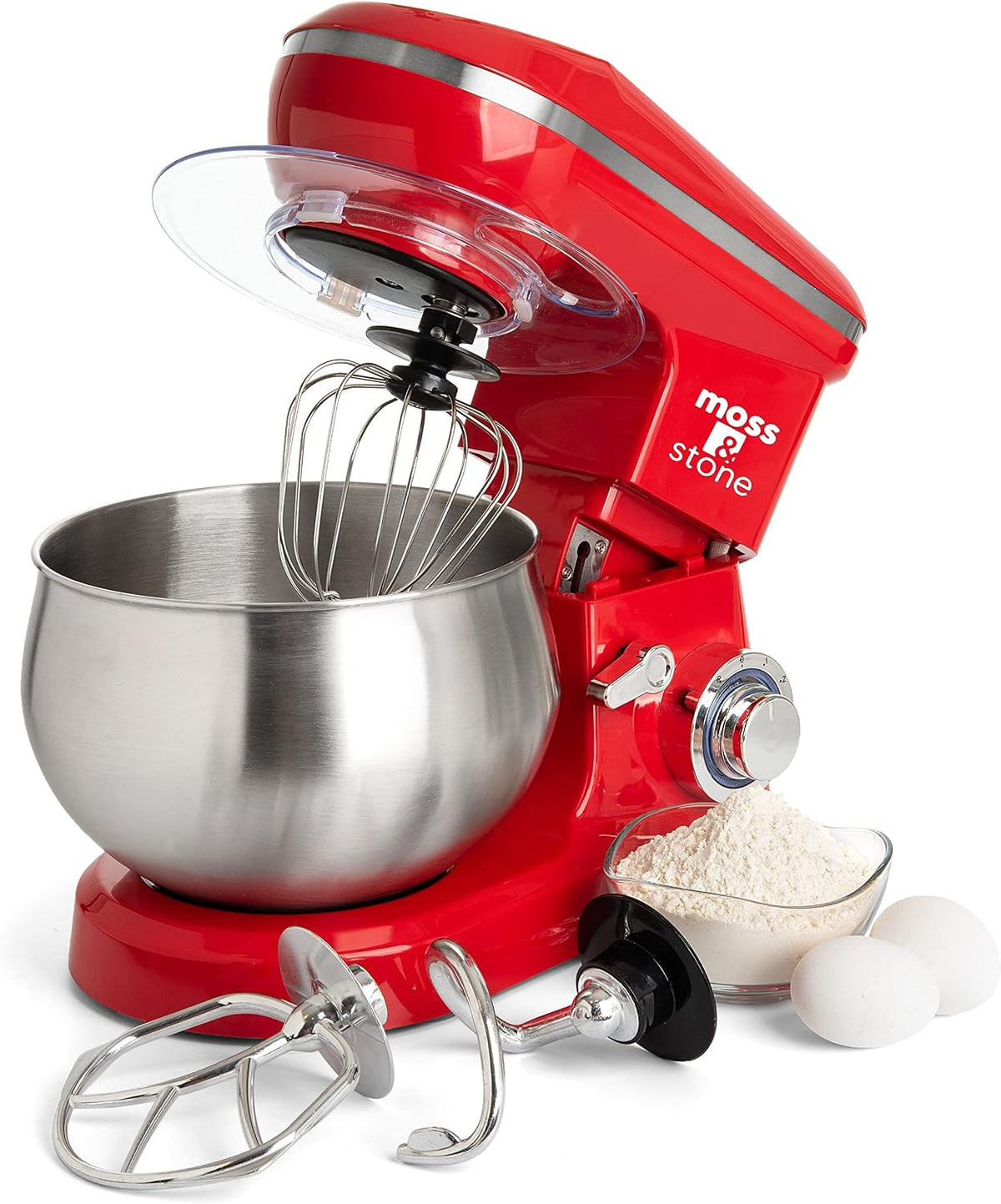Stand Mixer, 6 Speed Electric Mixer With 5.5 Quart Stainless Steel Mixing Bowl, Red Body Kitchen Mixer With Dough