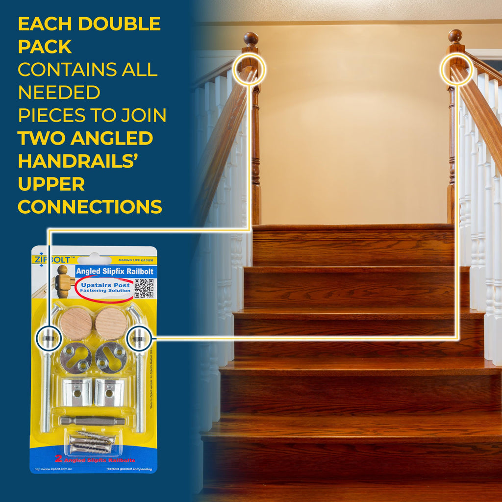Angled Slipfix Railbolt, Handrail to Newel Post, 1 x 2-Pack, 13.960
