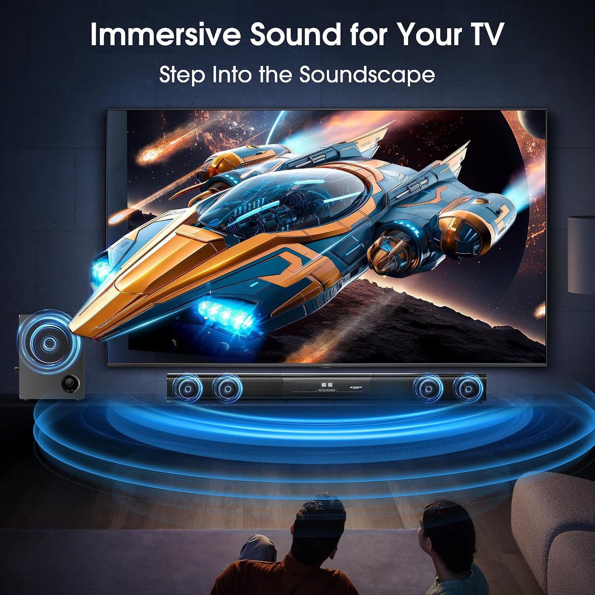 2.1 Channel Sound Bar with Wired Subwoofer, Dorby Audio 35in Detachable TV Soundbar, Bluetooth, HDMI-ARC, Optical