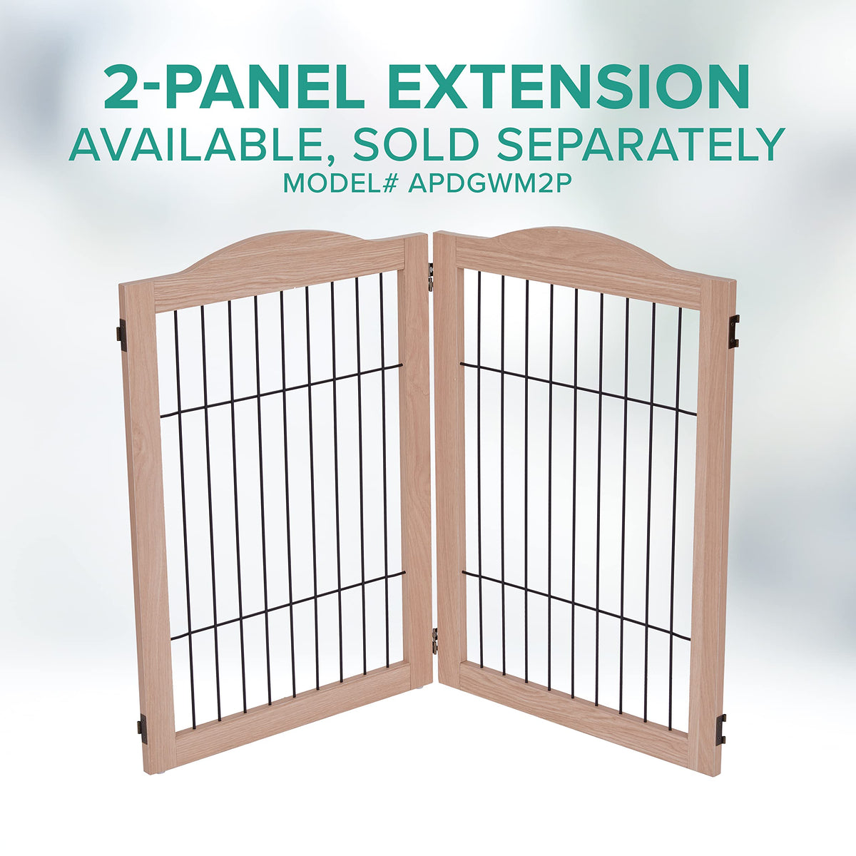 80" Wide x 31.5" Tall 4-Panel Freestanding Solid Wood 360° Configurable Pet & Dog Barrier Gate with Walk-Through Swing Door for Wide Indoor Openings, Hallways & Stairs