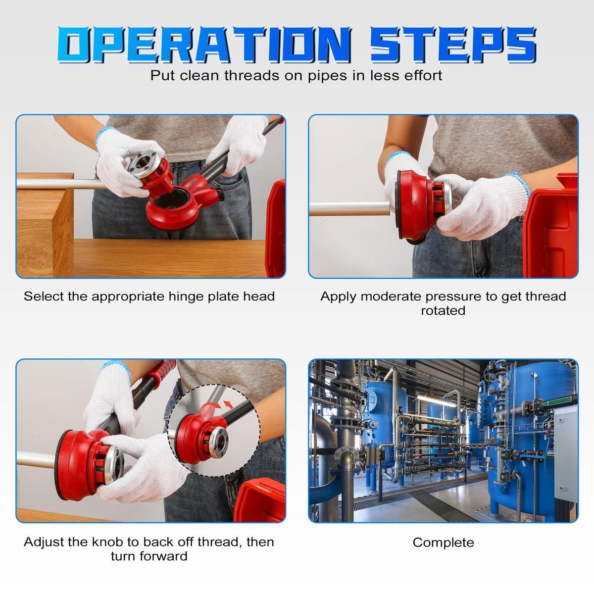 Pipe Threader Ratchet Kit， Manual Ratcheting Pipe Threading Tool Set with 3 NPT Dies 1/2" NPT, 3/4" NPT, 1" NPT,Portable Cast Iron Pipe Threading Set for Galvanized Aluminum Iron Copper PVC Pipes