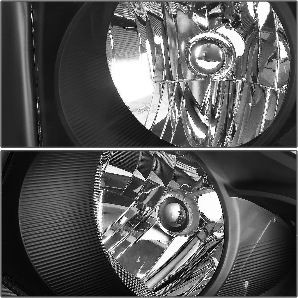 Headlight Assembly Compatible with Dodge Dakota 2005-2007 Black Housing Clear Corner Left Right Headlamp Set CH2502170 CH2503170 55077607AC 55077606AC