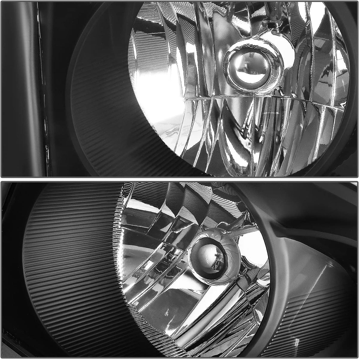 Headlight Assembly Compatible with Dodge Dakota 2005-2007 Black Housing Clear Corner Left Right Headlamp Set CH2502170 CH2503170 55077607AC 55077606AC