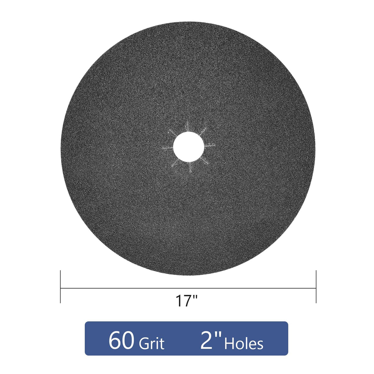 HUAALIUCHE Floor Sanding Disc Cloth-Backed Silicon Carbide，17" x 2" Holes for Concrete, Stone, 60 Grit, 6-Pack