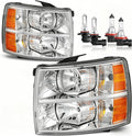 Headlights with High/Low Beam Bulbs for 2007-2013 Chevy Silverado