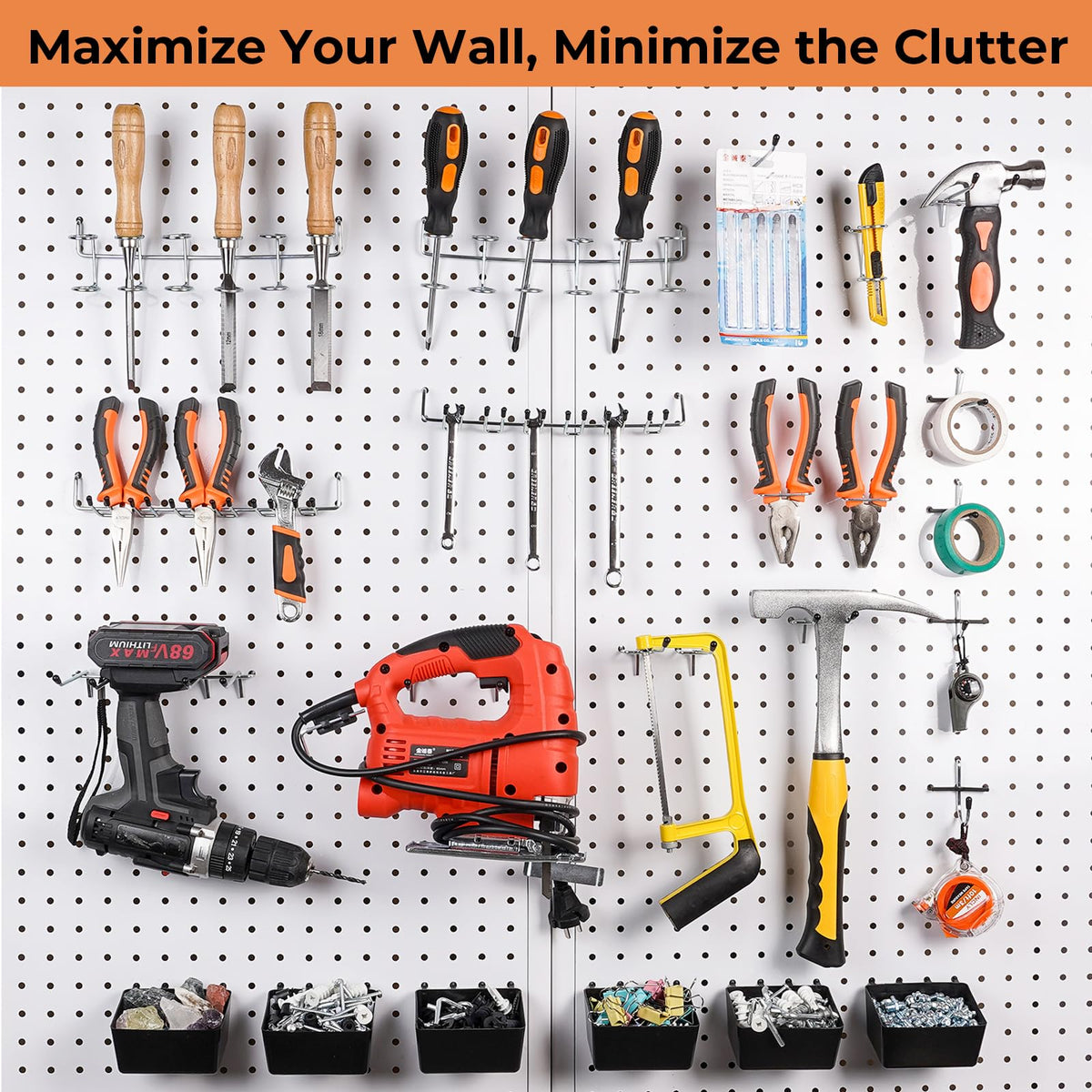 278PCS Pegboard Accessories Organizer Kit with Peg Borad Hooks & Bins