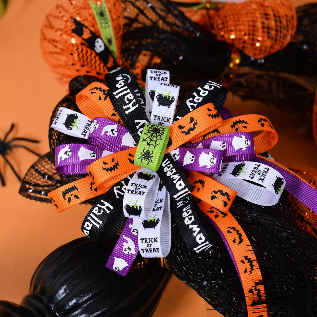 Halloween Ribbon Thin Grosgrain 3/8 Inches Thin Halloween Ribbons Set