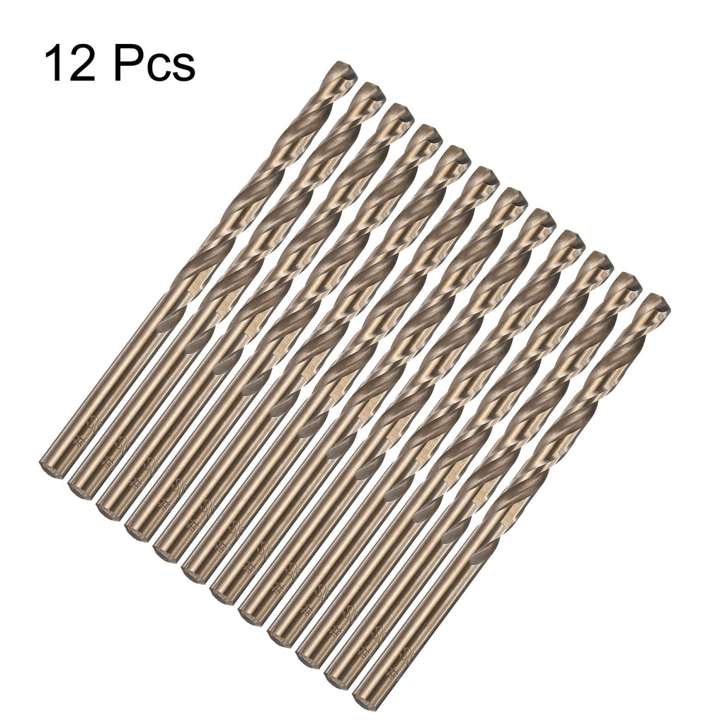 HARFINGTON 12pcs Cobalt Drill Bit, #4 0.209" HSS-CO Aircraft Twist Drill Bit with Straight Round Shank for Drilling Stainless Steel Cast Iron Tough Material
