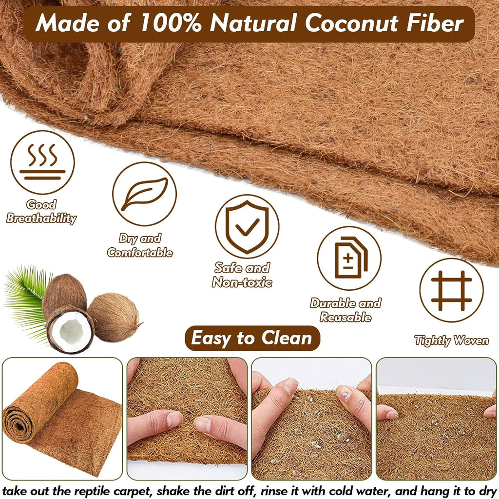 3 Rolls Reptile Carpet 18x36 Inch Coconut Fiber Mat for Tank Bedding