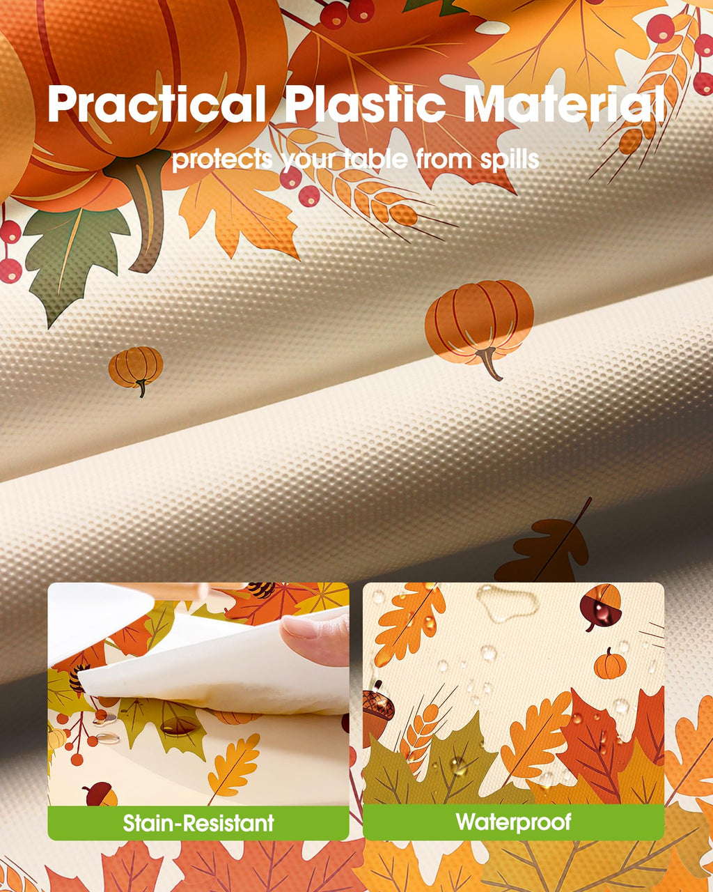 Fall Disposable Plastic Table Cloth 12 Pack Pumpkin Harvest