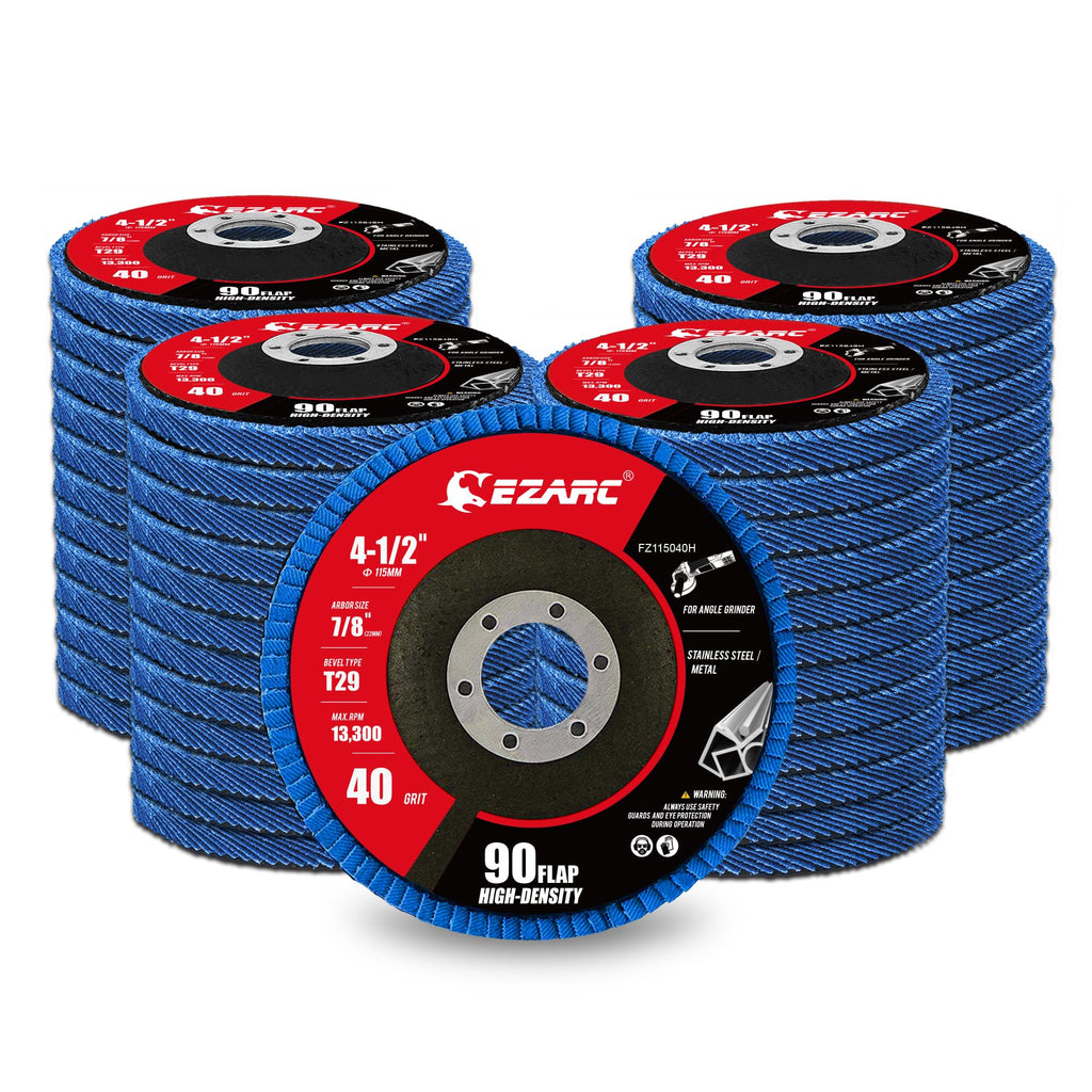 EZARC Zirconia High Density Flap Discs 40Grit, 4.5x7/8", Type29, 50Pack