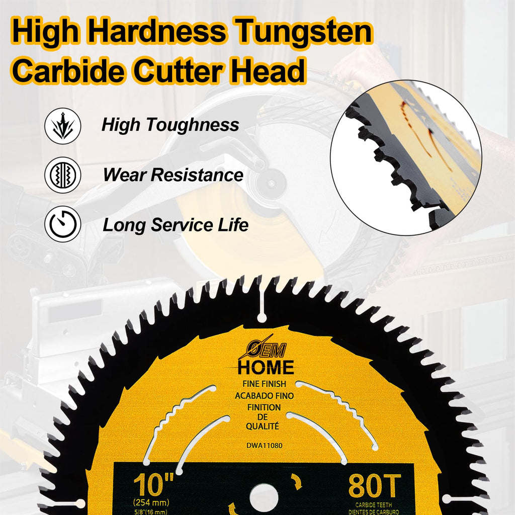 10 in 80T Table Saw Blade Compatible with Table Saw Blade Dwa11080