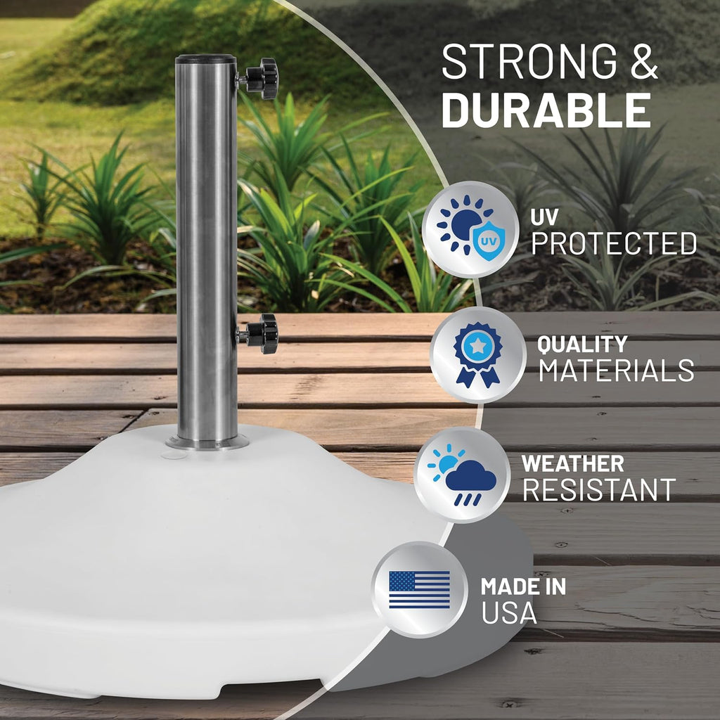 Fillable 120lb Capacity Commercial Free Standing Umbrella Base Heavy Duty, Umbrella Base with Wheels, Fillable Patio