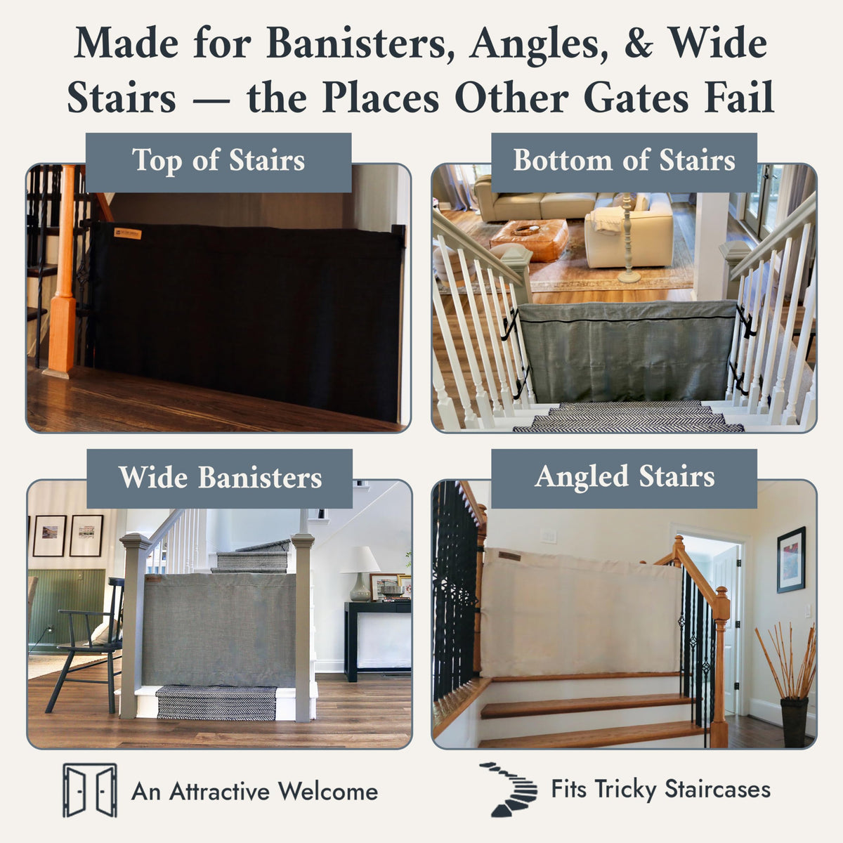 36-42" Wide x 32" Tall Extra-Tall & Extra-Wide No-Drill Pressure-Mounted Pet & Child Safety Gate with Dual-Lock Walk-Through Swing Door for Stairs, Hallways & Wide Doorways