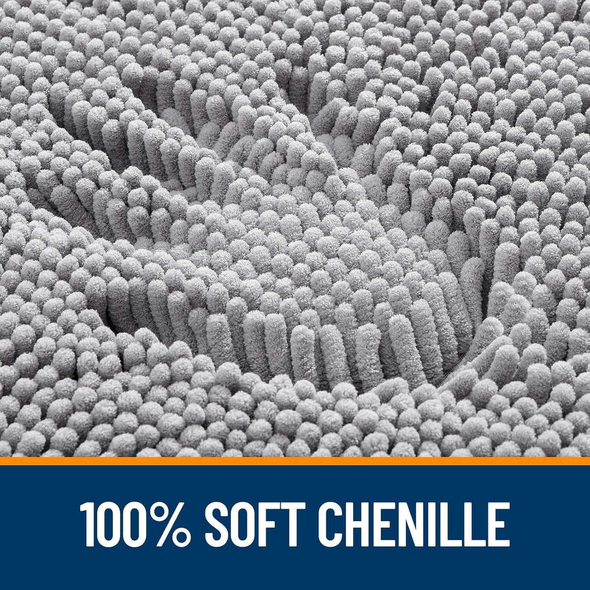 Bathroom Rugs 30x20, Extra Soft Absorbent Chenille Bath Rugs | Grey, Quick-Drying Rubber Backing, Machine Washable
