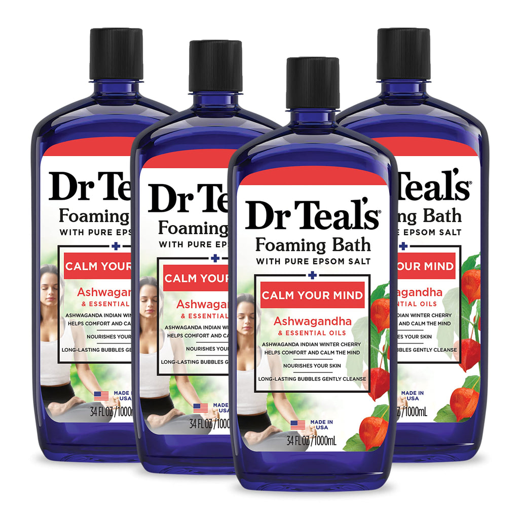 Foaming Bath with Pure Epsom Salt, Ashwagandha, 34 fl oz (Pack of 4)