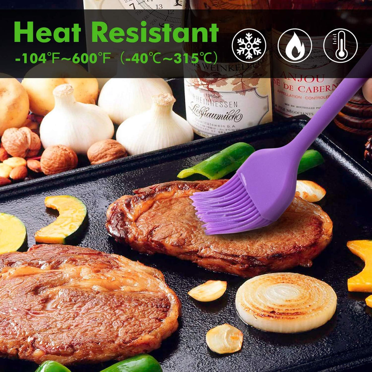 600℉ Heat Resistant Silicone Basting &Pastry Brush, Multicolor 5