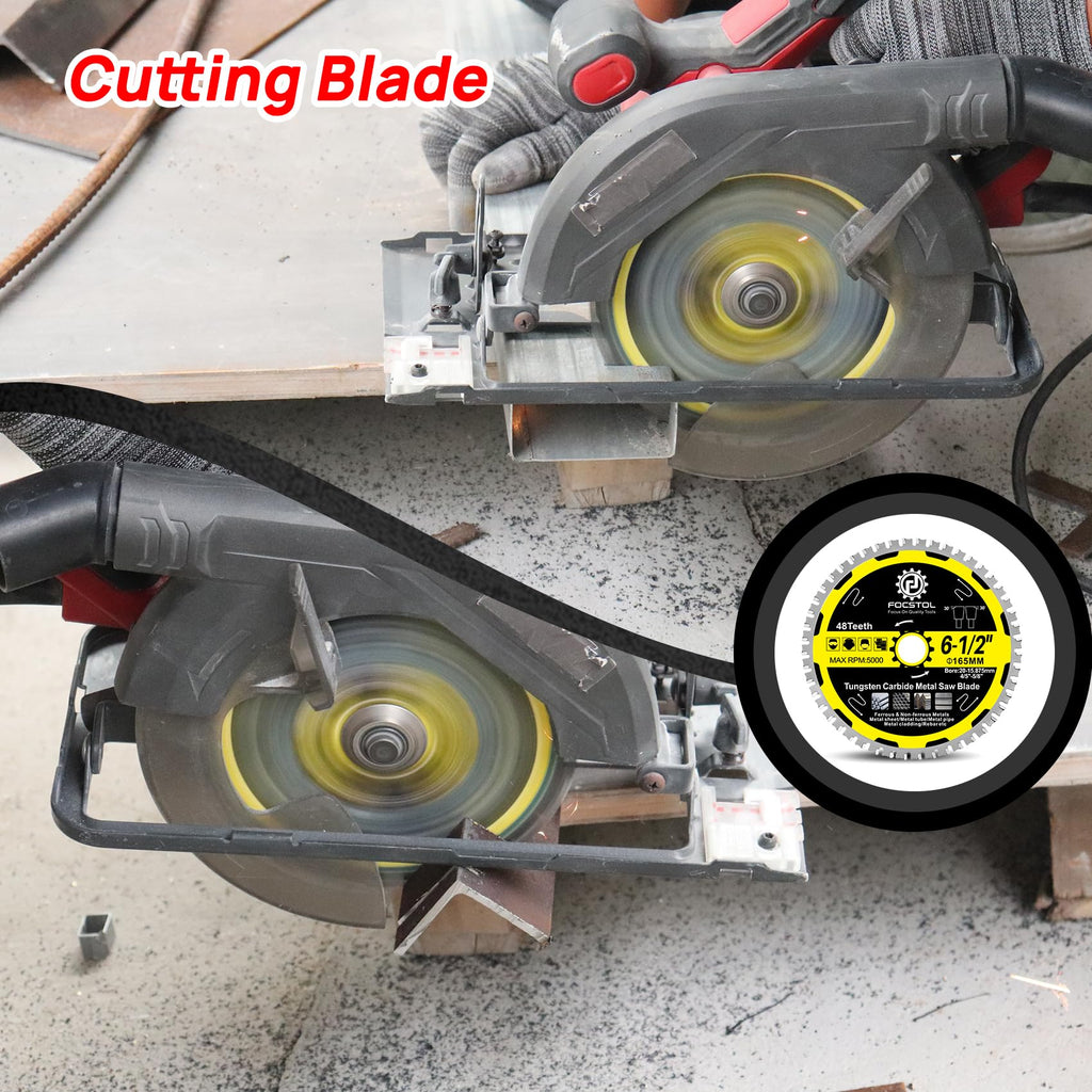 6-1/2 Inch Metal Cutting Circular Saw Blade - FOCSTOL Tungsten Carbide Tipped Saw Blade 48T for Iron Ferrous Metals Steel Pipe Arbor 4/5 Inch x 5/8 Inch