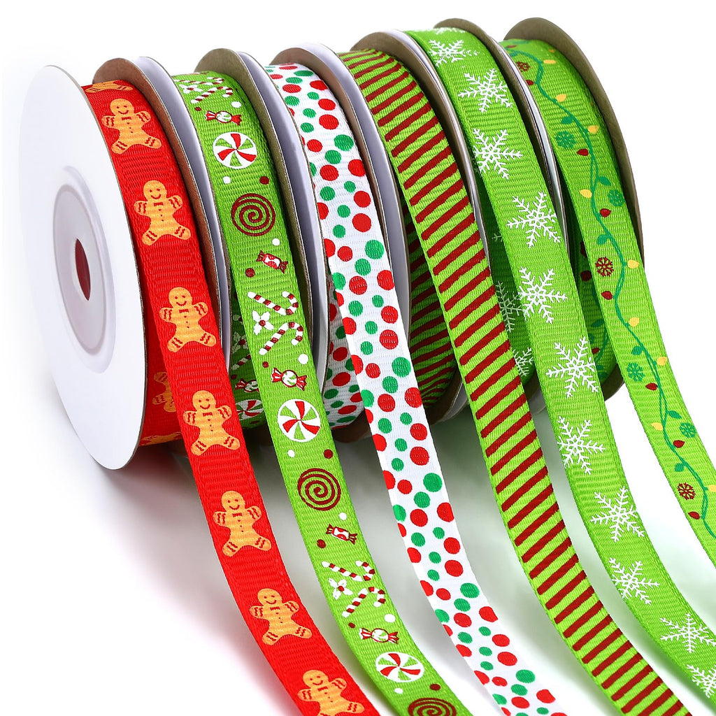 6 Rolls 60 Yards Christmas Ribbon, Holiday Gift Wrapping Ribbons