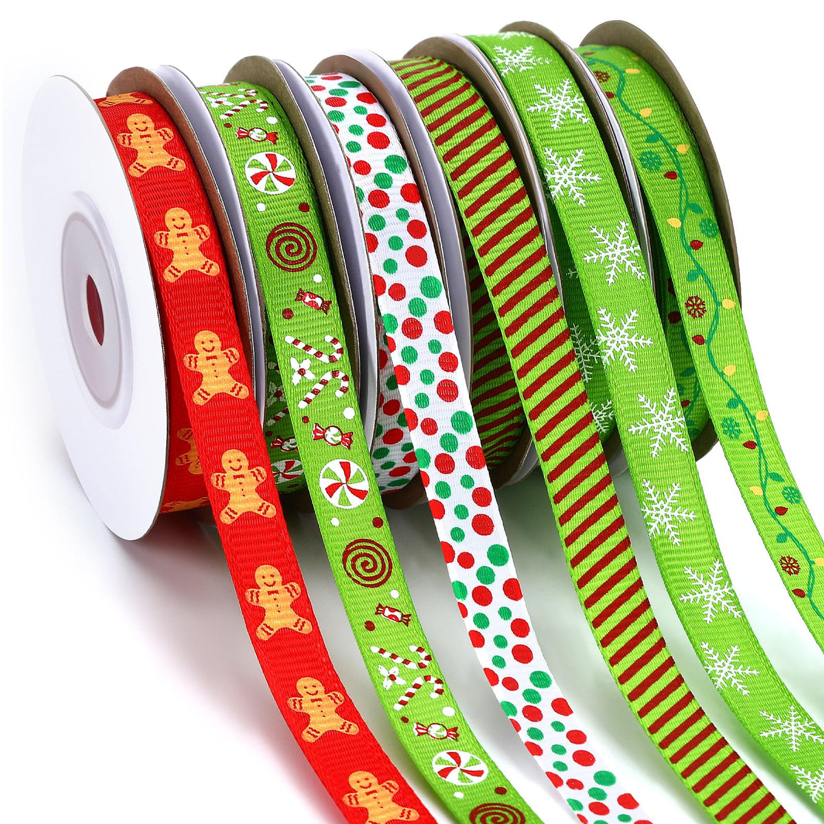 6 Rolls 60 Yards Christmas Ribbon, Holiday Gift Wrapping Ribbons