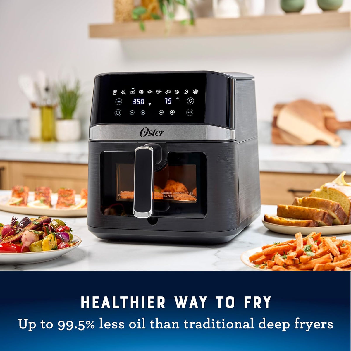 Oster 6 Quart Digital Air Fryer with Window, Large Capacity Airfryer for Easy Cooking