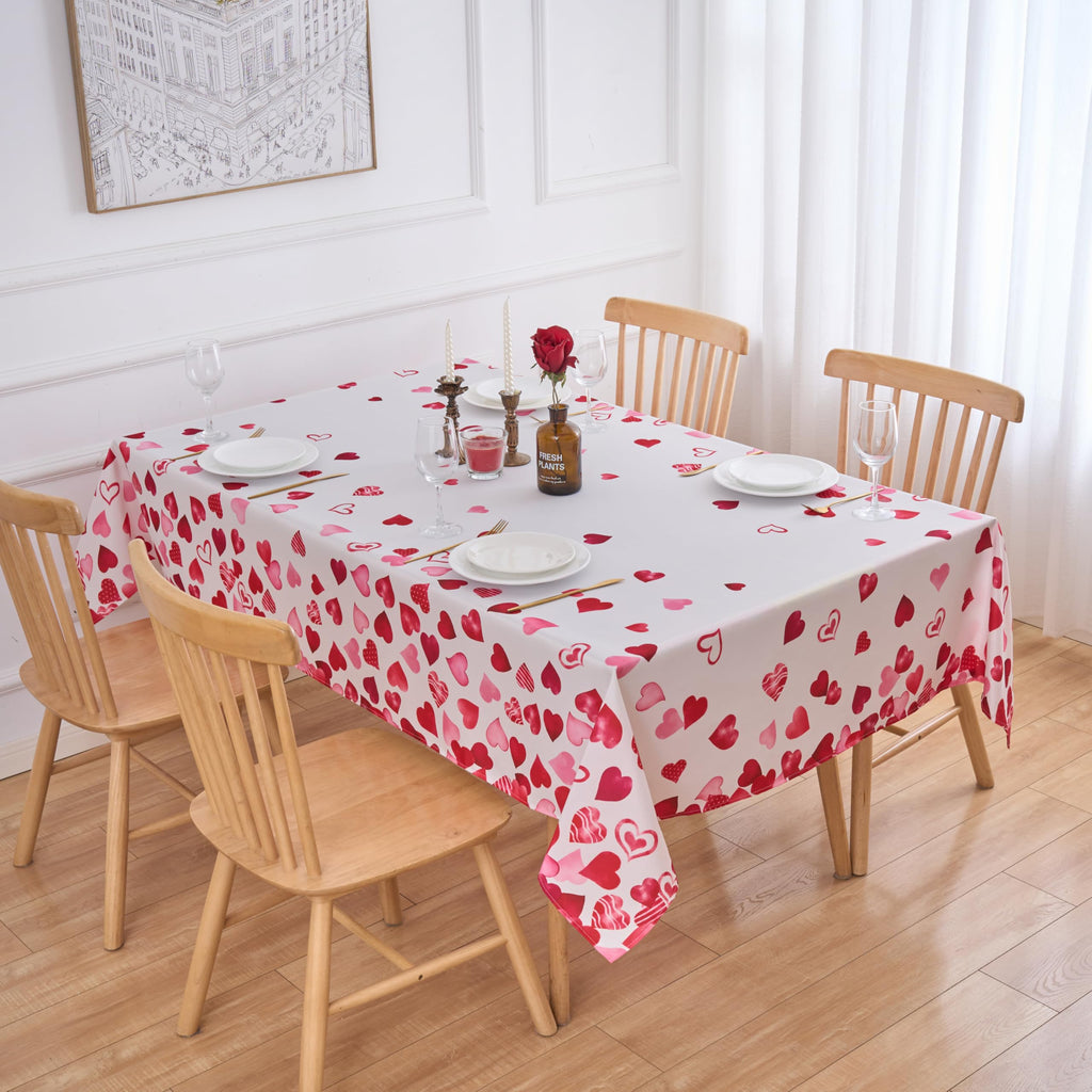 Valentines Tablecloth Rectangle Red Love Hearts Valentines Day 60x84 tablecloths for rectangle tables - Oblong