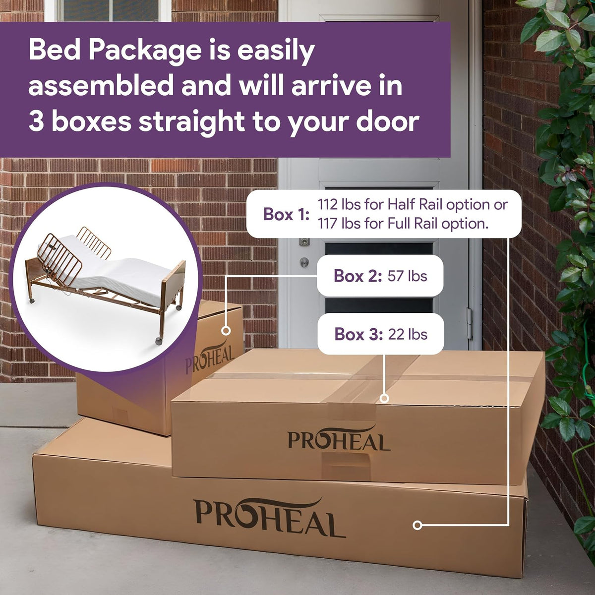 Full Electric Hospital Bed for Home Use with Customizable Package - 450 lbs, Height Adjustable 15"-23", 36 x 80"